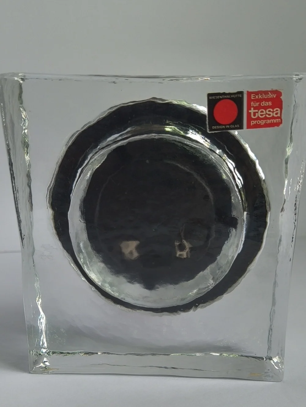Vtg German Glass Ice Cube Quartz Clock Vintage